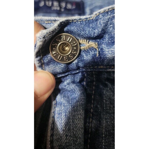 Vintage Y2K Guess Embroidered Mid Rise Wide Leg Jeans Size 28 Made in USA Cotton - Picture 10 of 16